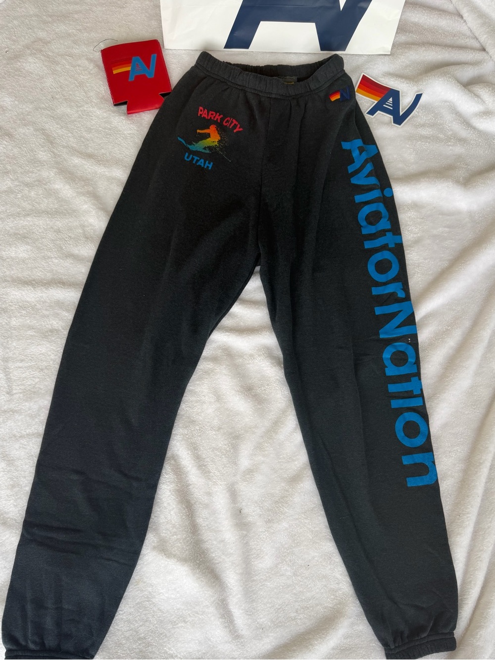 NWT - Aviator Nation Logo Park City Sweatpants -RARE Size Extra Small